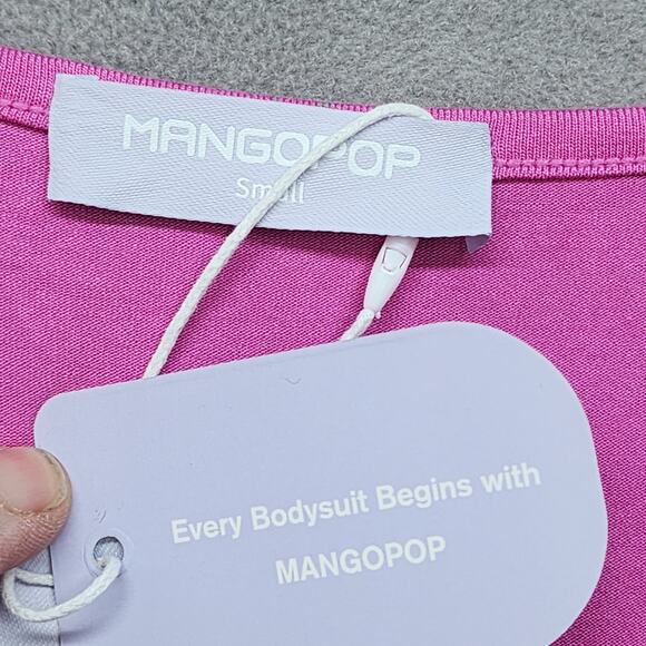 NWT Mangopop Womens Bodysuit Small Pink Crossover V Neck Cap Sleeve Top - Picture 12 of 12